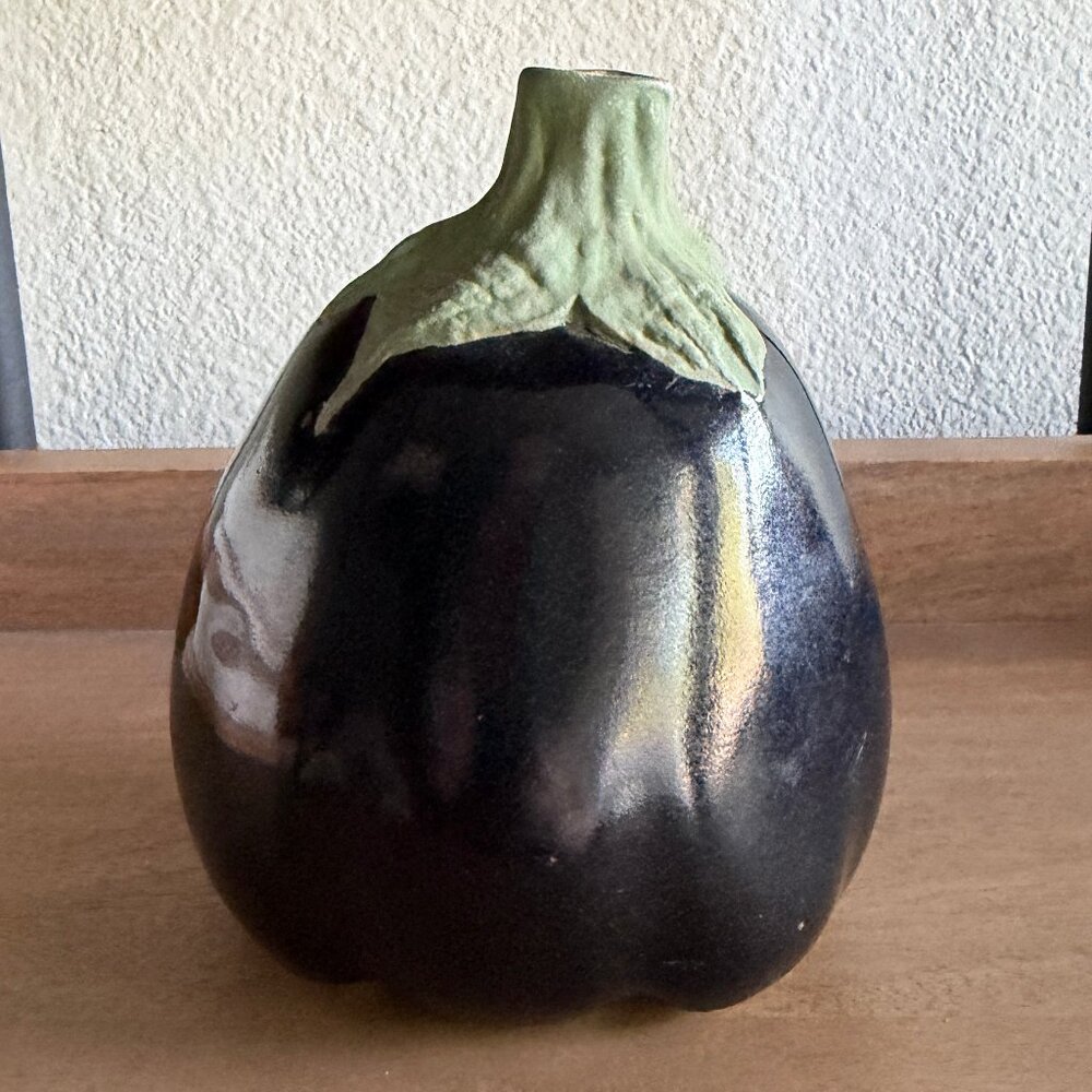 PATRICIA GARRETT ceramic eggplant vase